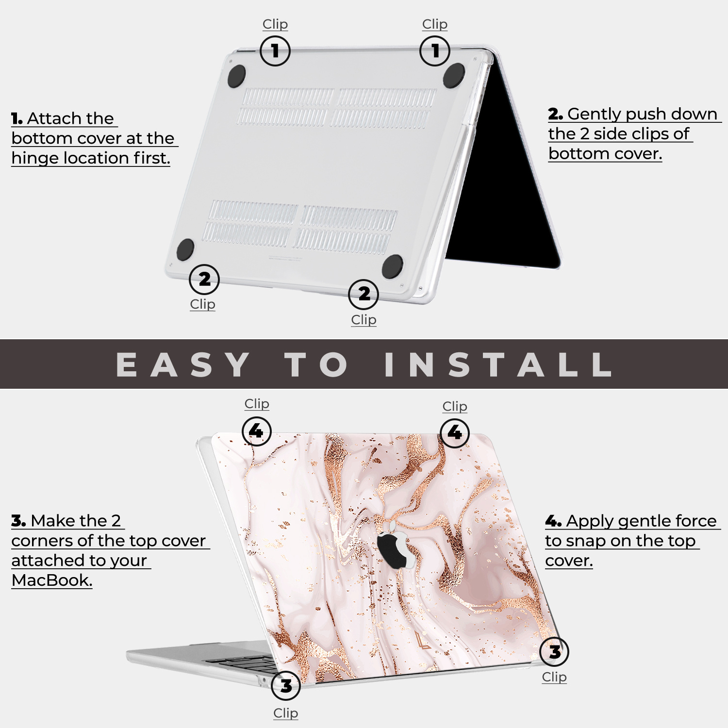 MacBook Air 15 inch (2023-2026) cover hoes case - Marble Vera