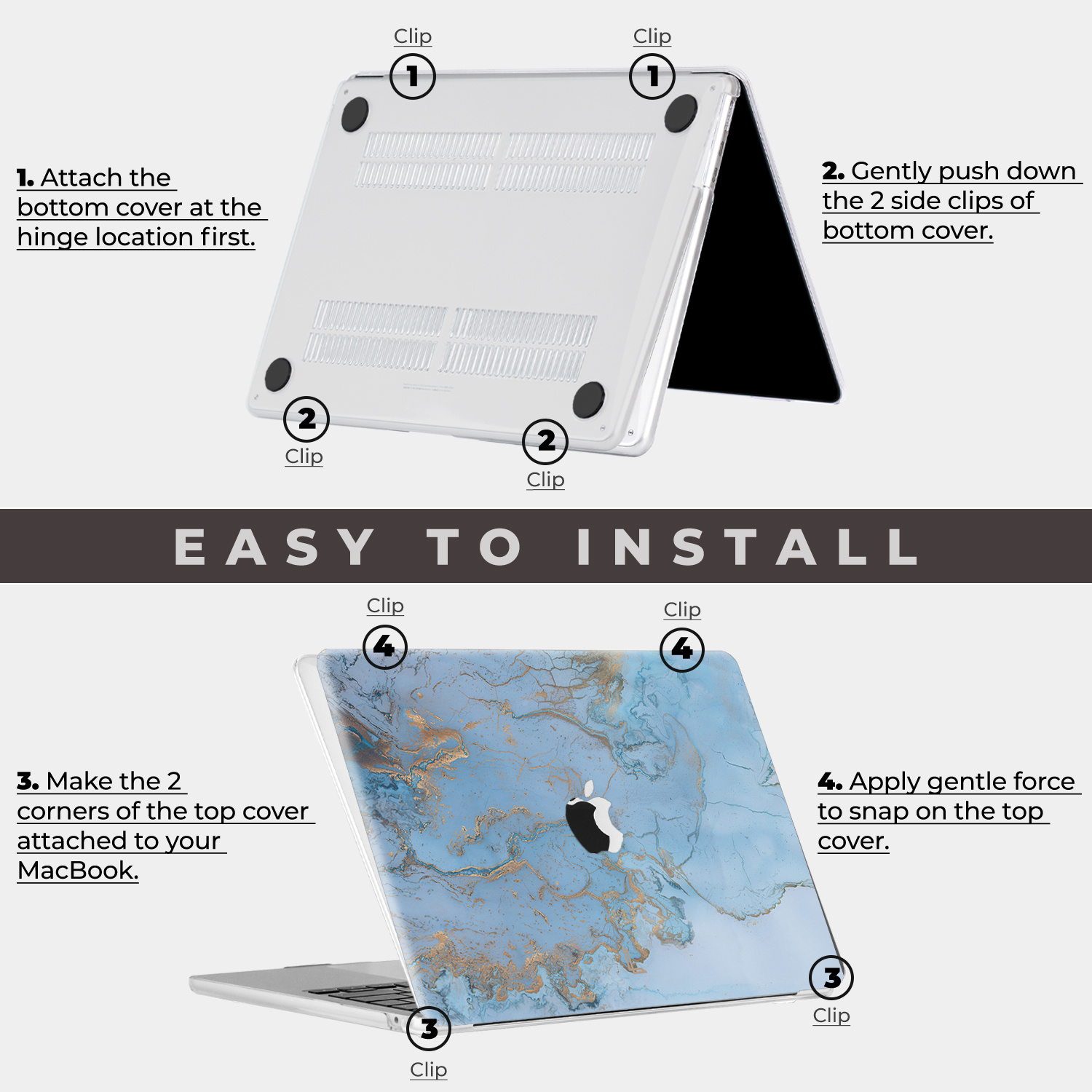 MacBook Air 15 inch (2023-2026) cover hoes case - Marble Ariel