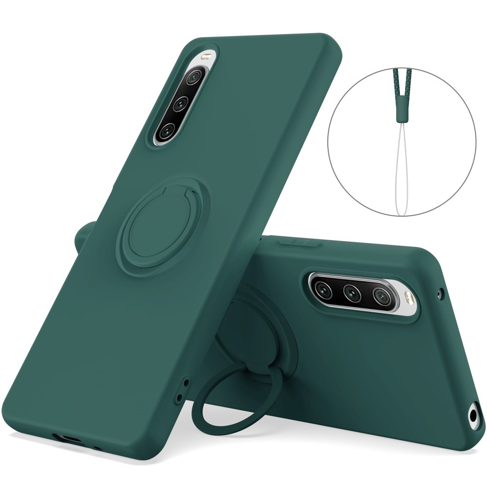 Lunso - Sony Xperia 10 V - Ringhouder Backcover hoes - Army Groen