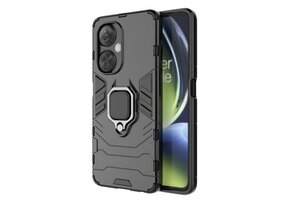Lunso - OnePlus Nord CE 3 Lite - Armor backcover hoes met ringhouder - Zwart