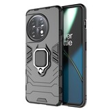 OnePlus 11 Armor backcover hoes met ringhouder - Zwart