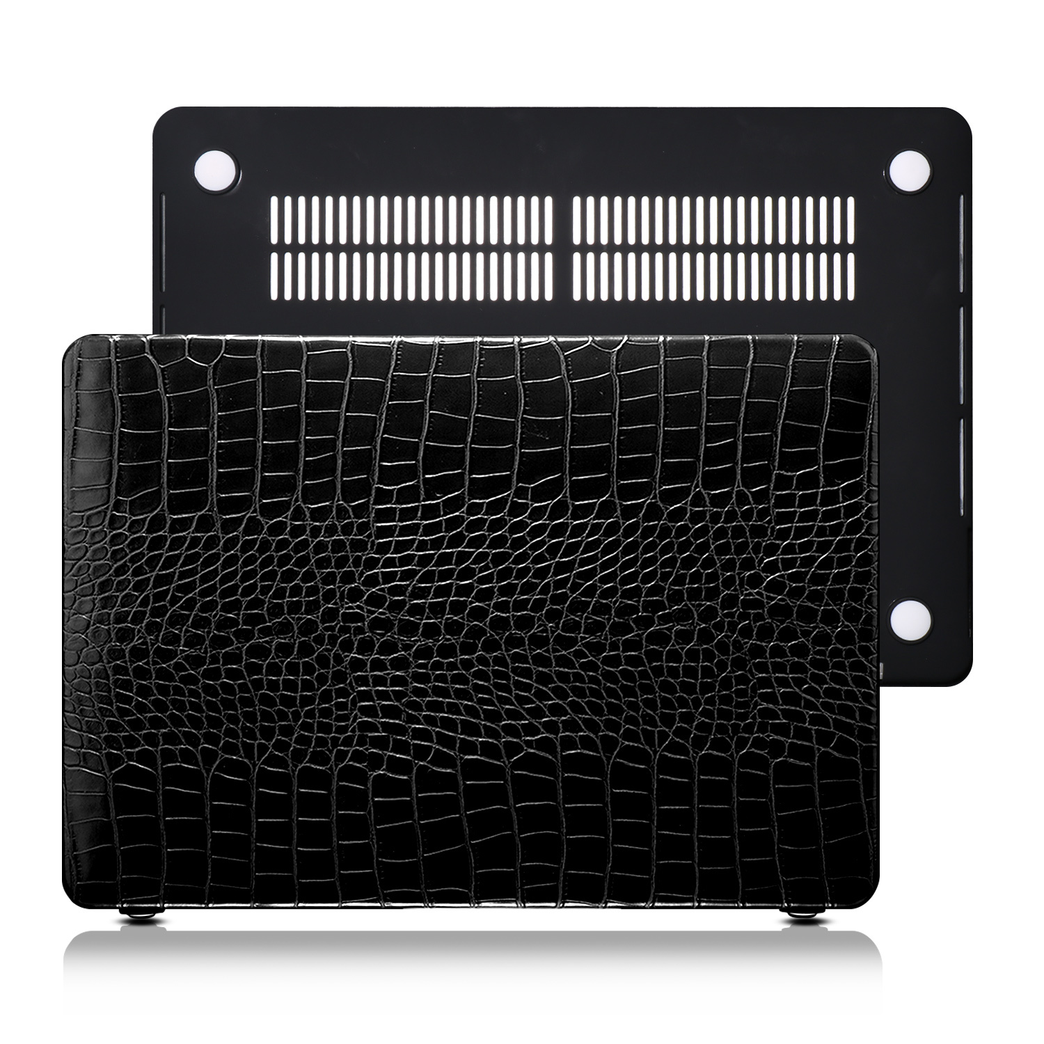 MacBook Air 15 inch (2023-2026) cover hoes case - Croco Zwart