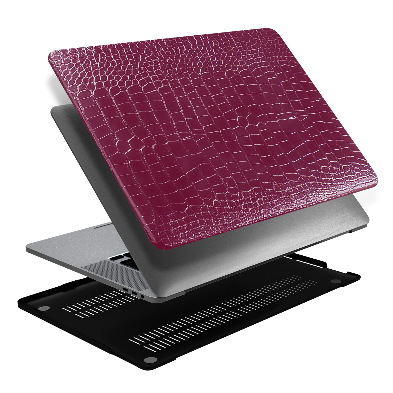 Lunso - MacBook Air 15 inch (2023) - cover hoes - Croco Fuchsia