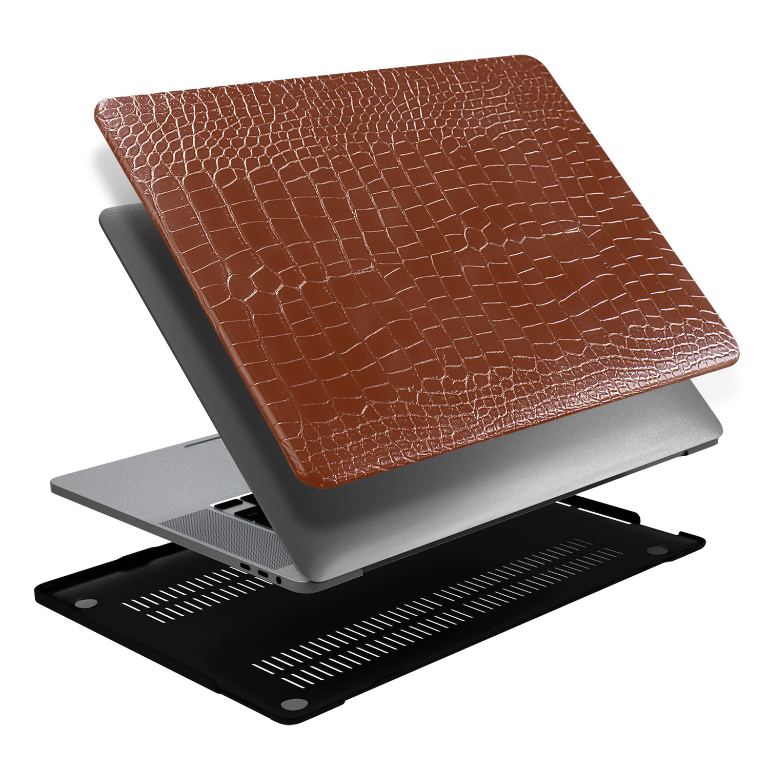Lunso - MacBook Air 15 inch (2023) - cover hoes - Croco Bruin