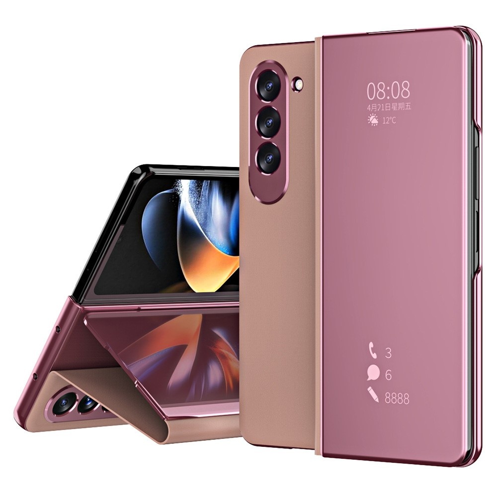 Samsung Galaxy Z Fold5 Window view cover hoes - Rose Goud
