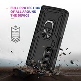 Samsung Galaxy Z Fold5 Armor backcover hoes met ringhouder - Zwart