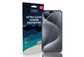Lunso - iPhone 15 Pro - Duo Pack (2 stuks) Beschermfolie - Full Cover Screen protector