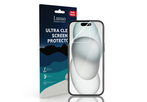 Lunso - iPhone 15 - Duo Pack (2 stuks) Beschermfolie - Full Cover Screen protector