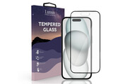 Lunso - iPhone 15 Plus - Gehard Beschermglas - Full Cover Screen protector - Black Edge