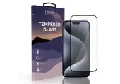 Lunso - iPhone 15 Pro - Gehard Beschermglas - Full Cover Screen protector - Black Edge