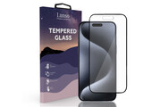 Lunso - iPhone 15 Pro Max - Gehard Beschermglas - Full Cover Screen protector - Black Edge