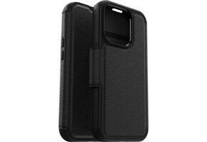 Otterbox - iPhone 15 Pro - Strada Case leren bookcase hoesje - Zwart + Lunso Screenprotector