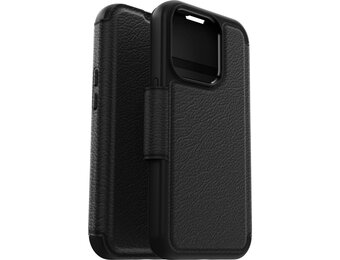 Otterbox - iPhone 15 Pro - Strada Case leren bookcase hoesje - Zwart + Lunso Screenprotector