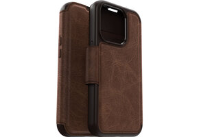Otterbox - iPhone 15 Pro - Strada Case leren bookcase hoesje - Bruin + Lunso Screenprotector