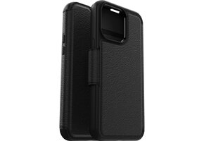 Otterbox - iPhone 15 Pro Max - Strada Case leren bookcase hoesje - Zwart + Lunso Screenprotector