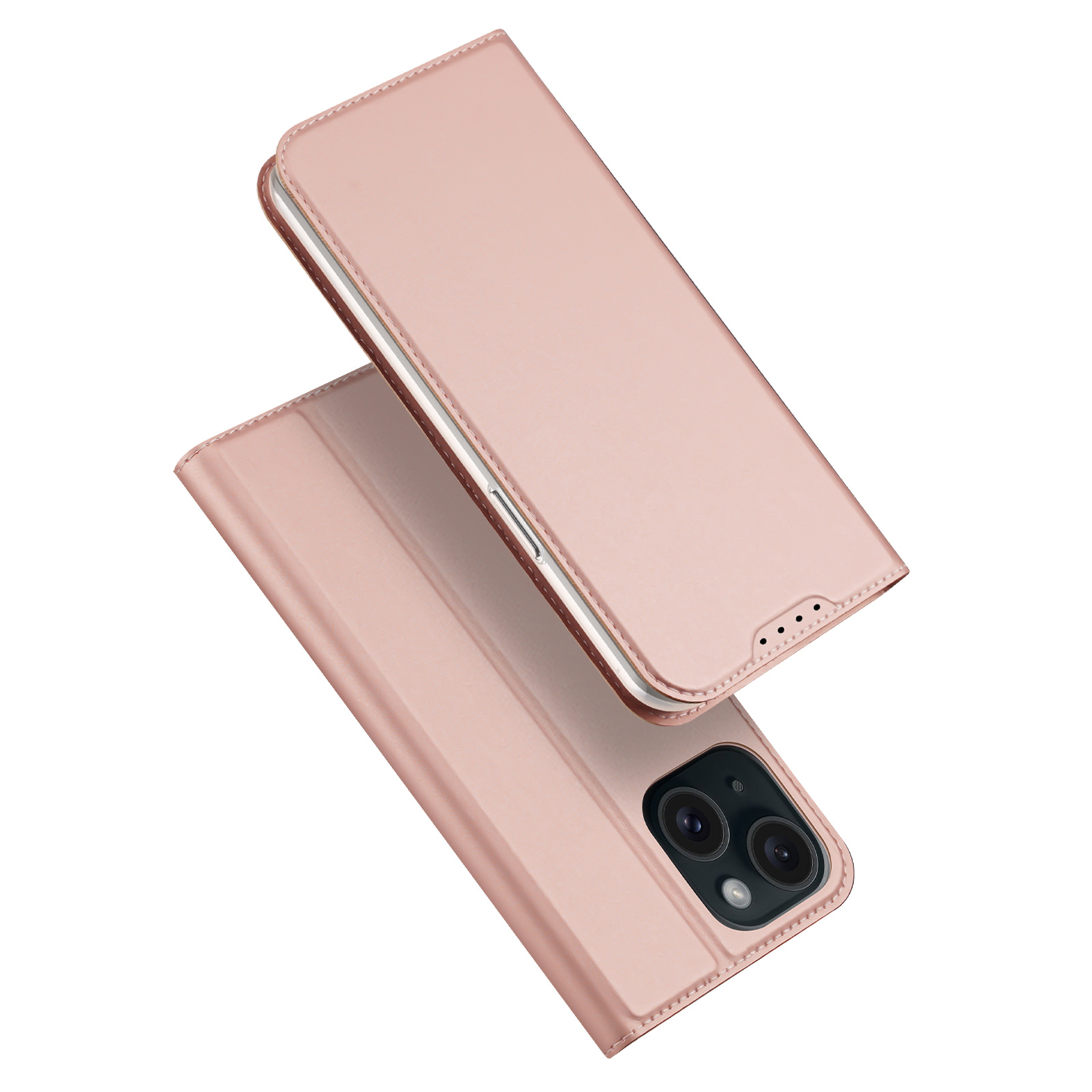 Dux Ducis - iPhone 15 - Slim bookcase hoesje - Rose Goud