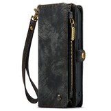 iPhone 15 Pro Max Vintage 2 in 1 portemonnee hoes - Zwart