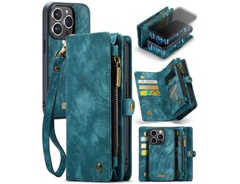 Caseme - iPhone 15 Pro Max - Vintage 2 in 1 portemonnee hoes - Lichtblauw