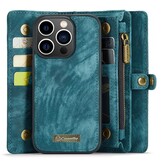 iPhone 15 Pro Vintage 2 in 1 portemonnee hoes - Lichtblauw