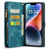 iPhone 15 Pro Vintage 2 in 1 portemonnee hoes - Lichtblauw