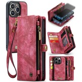 iPhone 15 Pro Vintage 2 in 1 portemonnee hoes - Rood