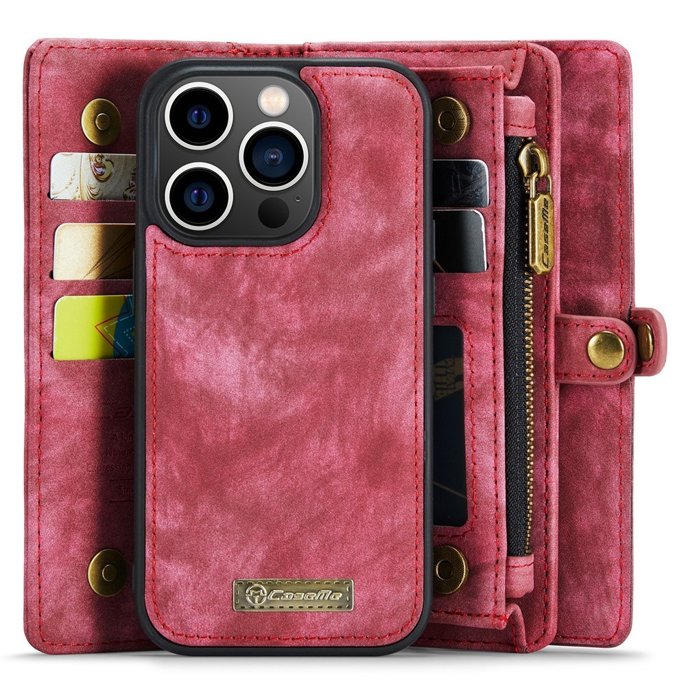 iPhone 15 Pro Vintage 2 in 1 portemonnee hoes - Rood