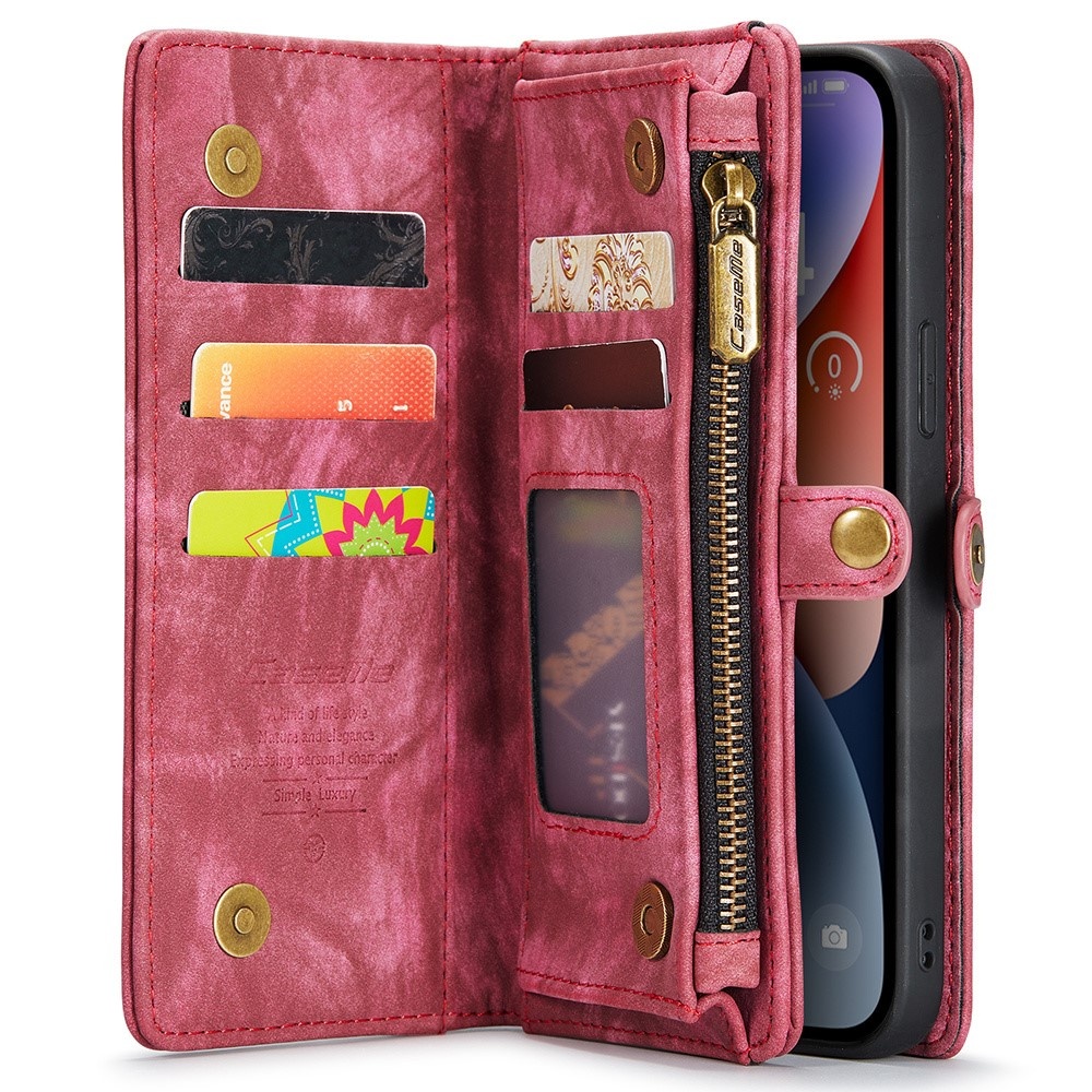 iPhone 15 Pro Vintage 2 in 1 portemonnee hoes - Rood