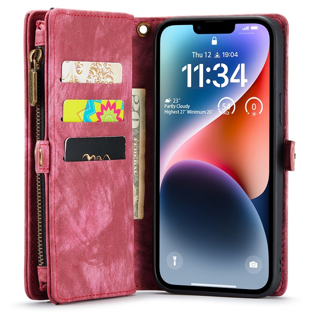 iPhone 15 Pro Vintage 2 in 1 portemonnee hoes - Rood