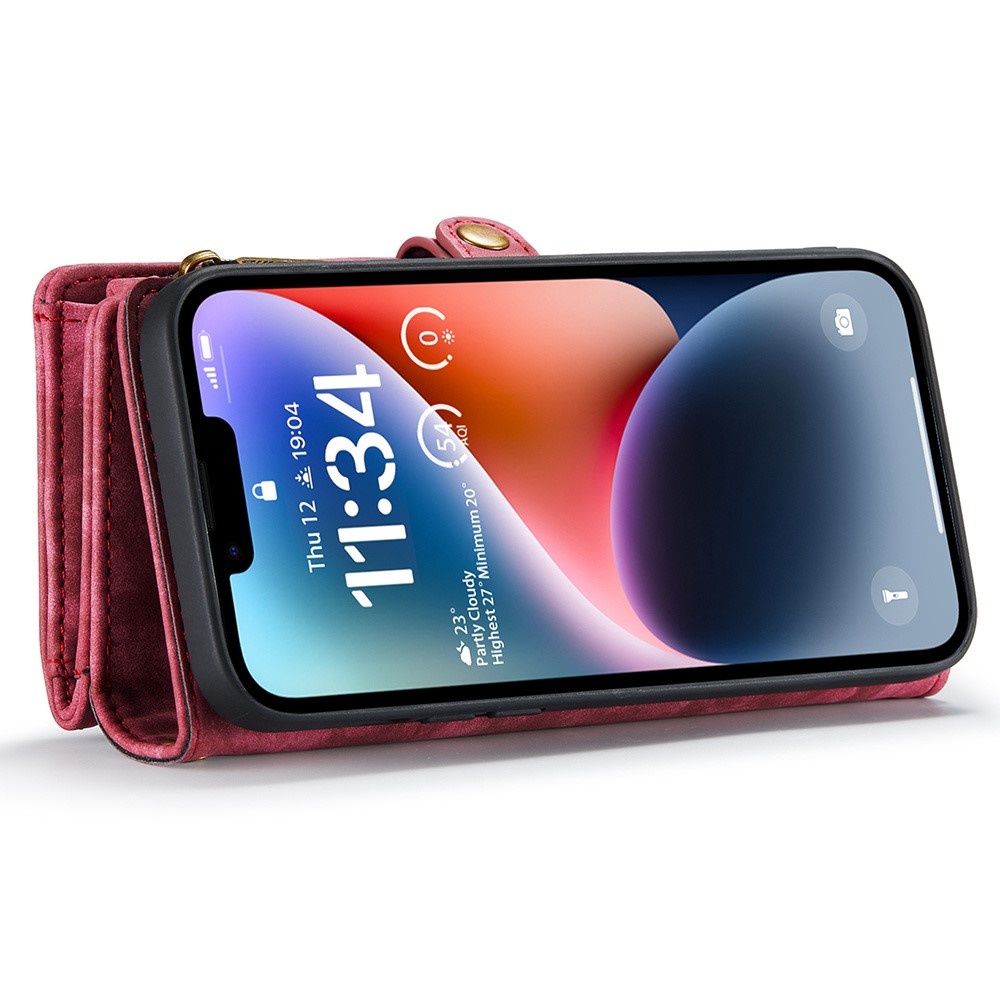 iPhone 15 Pro Vintage 2 in 1 portemonnee hoes - Rood