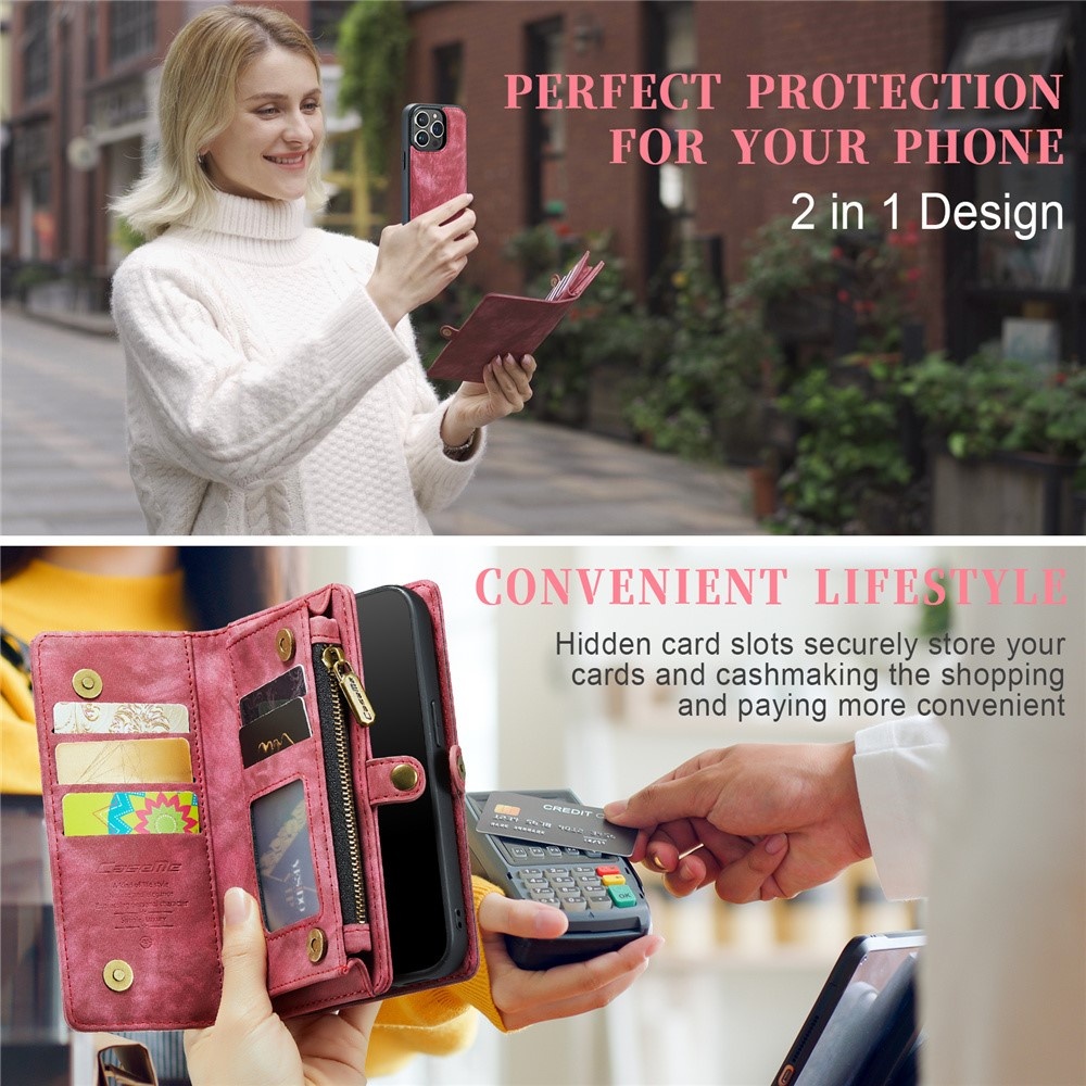 iPhone 15 Pro Vintage 2 in 1 portemonnee hoes - Rood