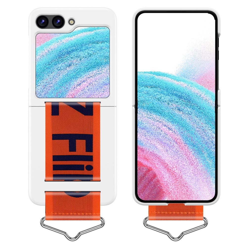 Samsung Galaxy Z Flip5  Hoes met band - Wit/Oranje
