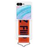 Samsung Galaxy Z Flip5  Hoes met band - Wit/Oranje