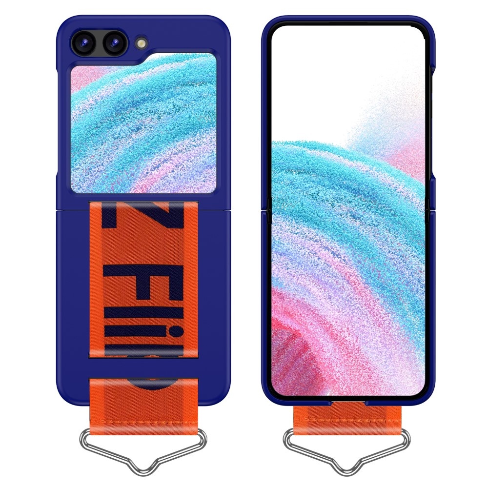Samsung Galaxy Z Flip5  Hoes met band - Blauw/Oranje