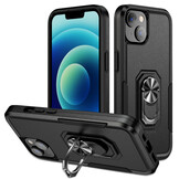 iPhone 15 Plus Armor backcover hoes met ringhouder - Zwart