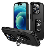 iPhone 15 Pro Max Armor backcover hoes met ringhouder - Zwart