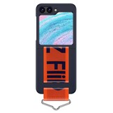 Samsung Galaxy Z Flip5  Hoes met band - Donkerblauw/Oranje