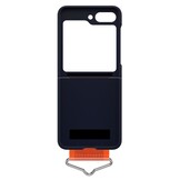 Samsung Galaxy Z Flip5  Hoes met band - Donkerblauw/Oranje