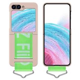 Samsung Galaxy Z Flip5  Hoes met band - Lichtroze/Groen