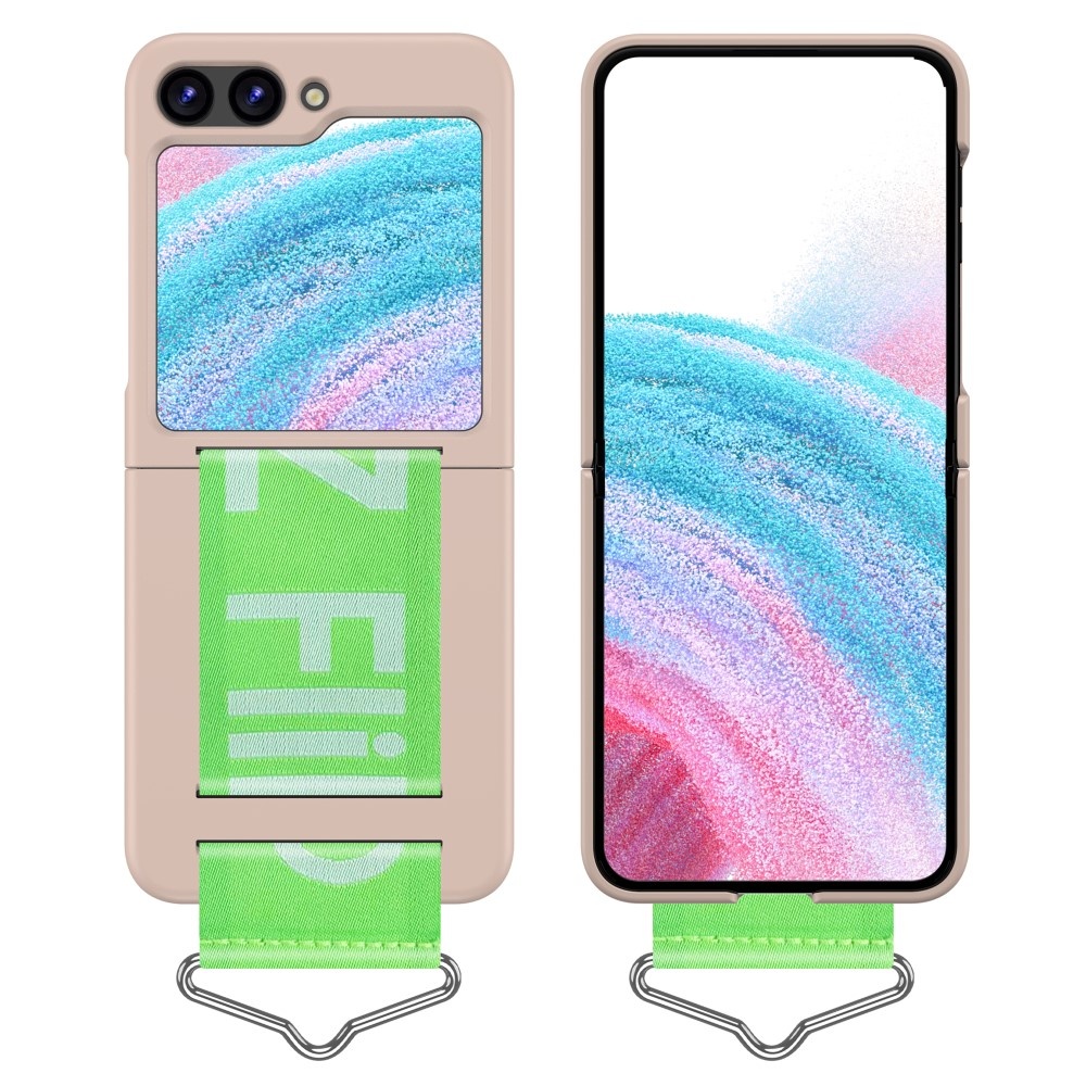 Samsung Galaxy Z Flip5  Hoes met band - Lichtroze/Groen
