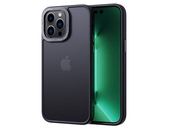 Lunso - iPhone 15 Pro Max - Back cover hoesje - Metalen ring Zwart