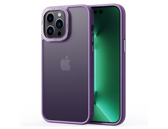 Lunso - iPhone 15 Pro Max - Back cover hoesje - Metalen ring Paars