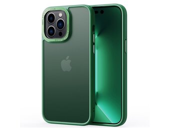 Lunso - iPhone 15 Pro Max - Back cover hoesje - Metalen ring Donkergroen