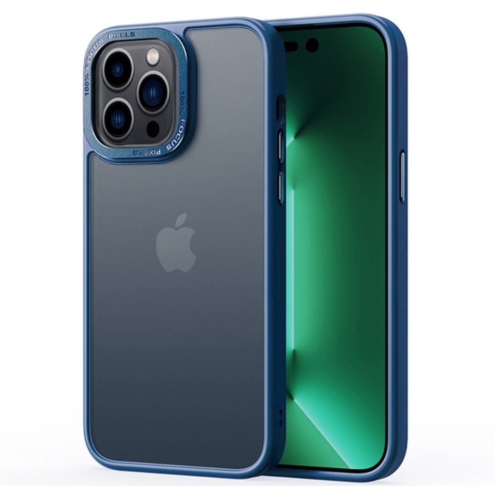iPhone 15 Pro back cover hoesje - Metalen ring Blauw