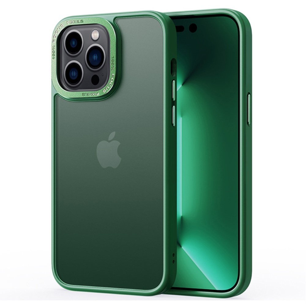 iPhone 15 Pro back cover hoesje - Metalen ring Donkergroen