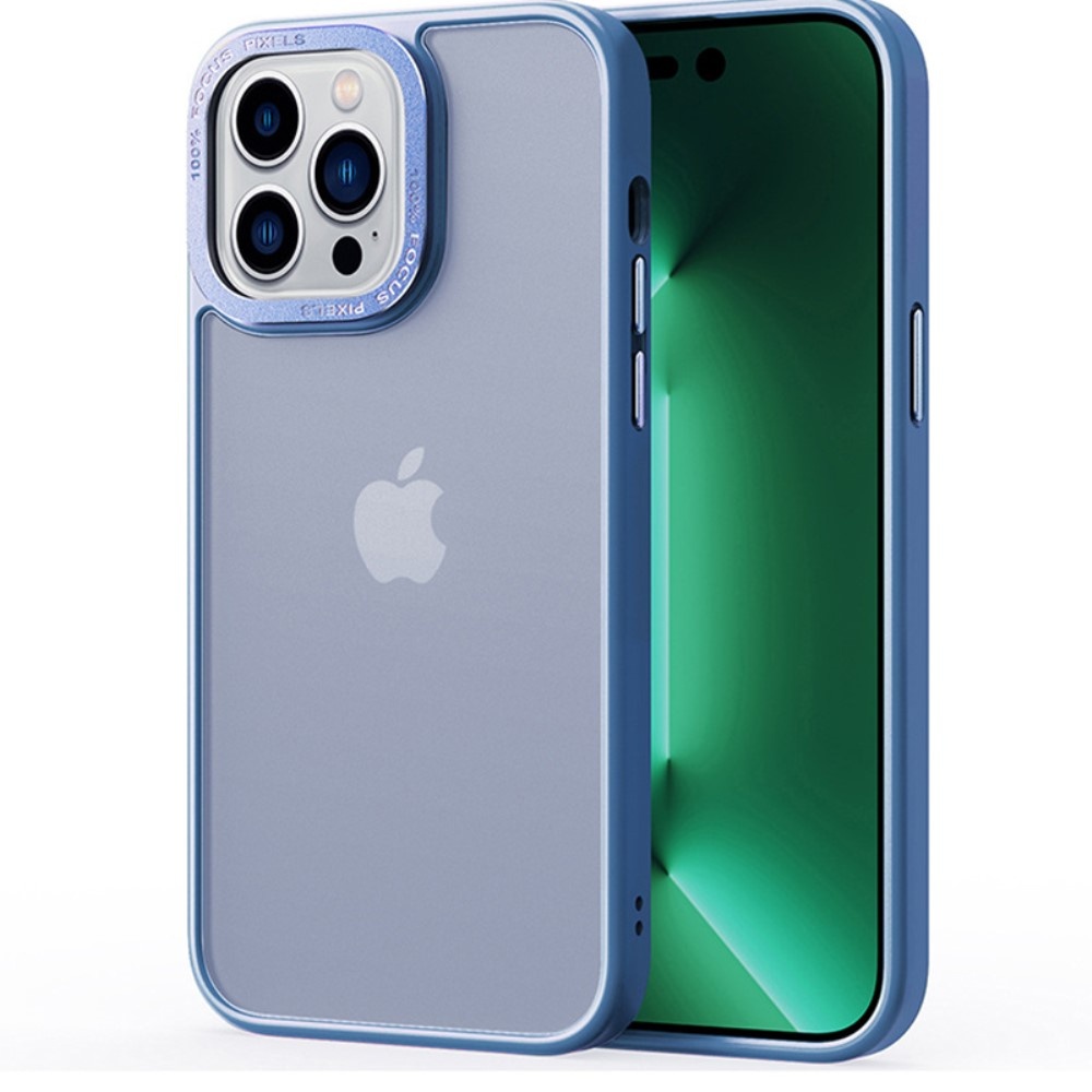 iPhone 15 back cover hoesje - Metalen ring Lichtblauw