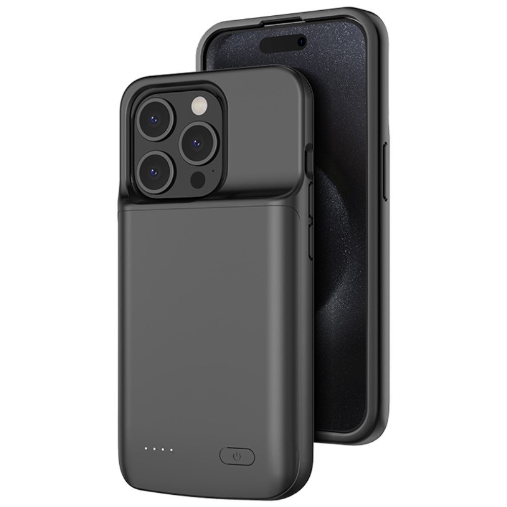 Lunso - iPhone 15 case - Powerbank hoesje - 6000 mAh - Zwart