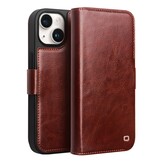 iPhone 15 leren bookcase hoes - Bruin