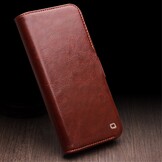 iPhone 15 leren bookcase hoes - Cognac