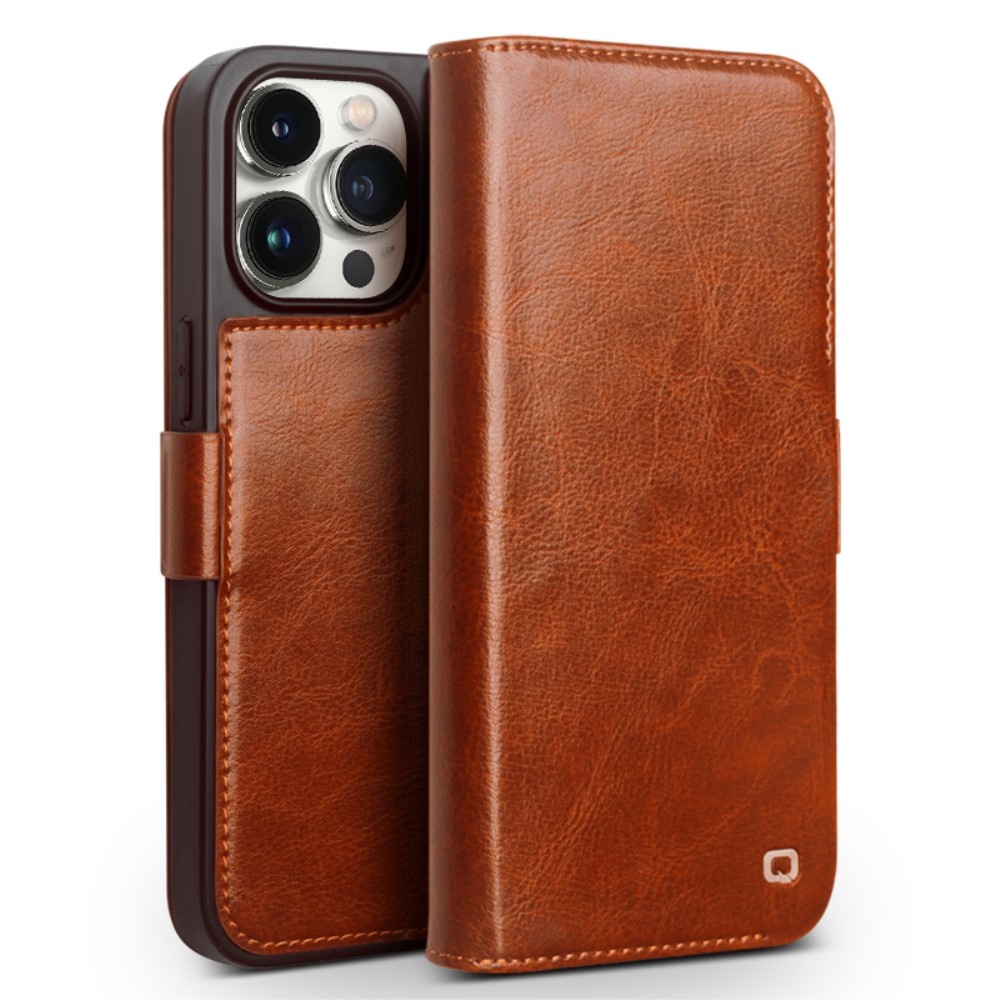 iPhone 15 Pro leren bookcase hoes - Cognac