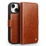 iPhone 15 Plus leren bookcase hoes - Cognac
